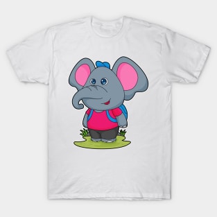 Elephant as Hiker with Backpack T-Shirt